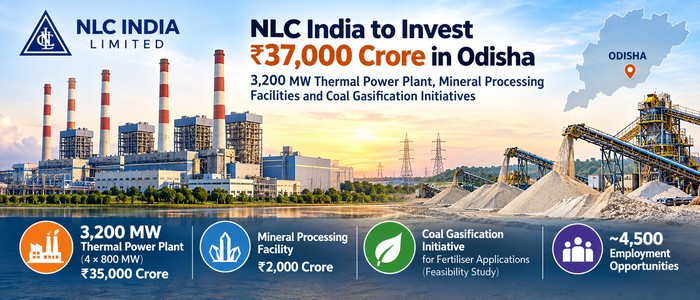 NLC India Signs MoUs for ₹37,000 Crore Investment in Odisha, Plans 3,200 MW Thermal Power Plant and Mineral Processing Facility