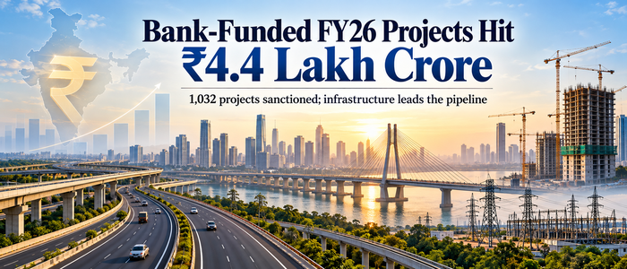 Bank-Funded FY26 Projects Rise to ₹4.4 Lakh Crore, Infrastructure Leads
