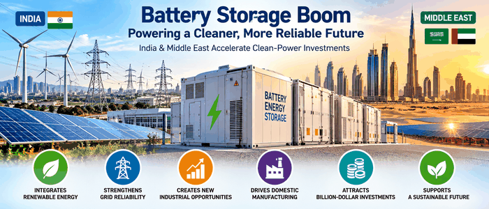 Battery Storage Boom Opens New Power-Infrastructure Opportunity Across India and Middle East